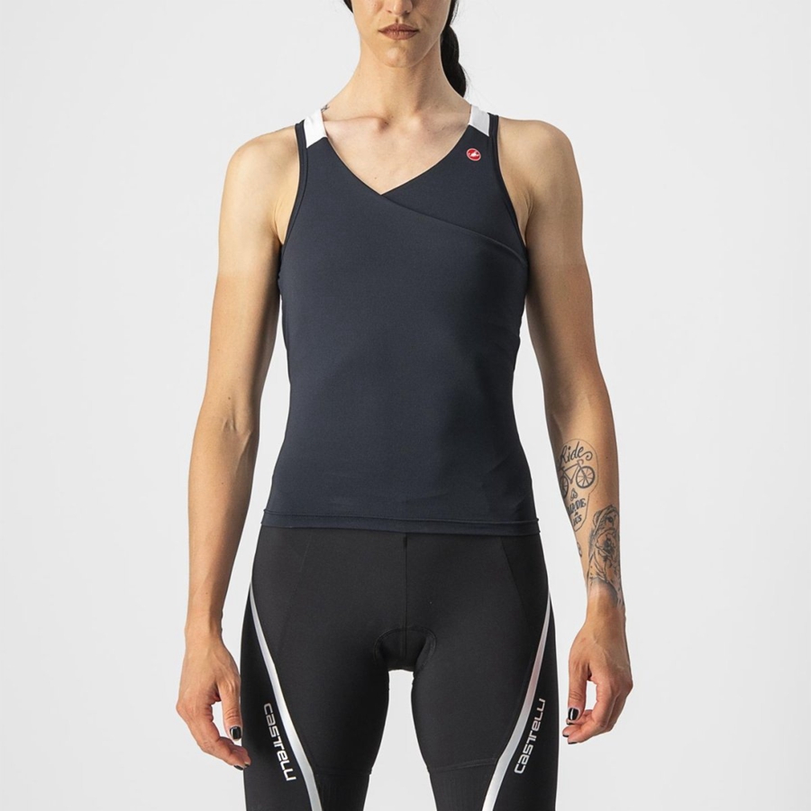 Castelli SOLARIS TOP Jersey Dame Svarte Hvite | 246951SYI