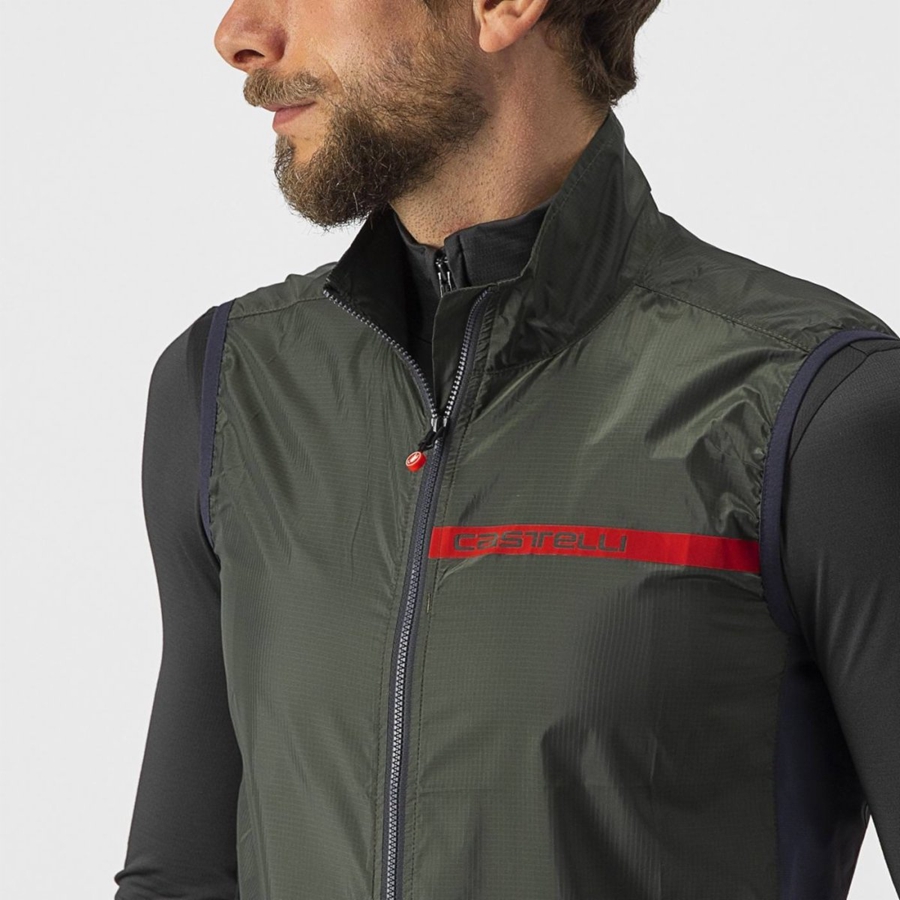 Castelli SQUADRA STRETCH Vest Herre Grønn Mørke Grå | 516830UJW