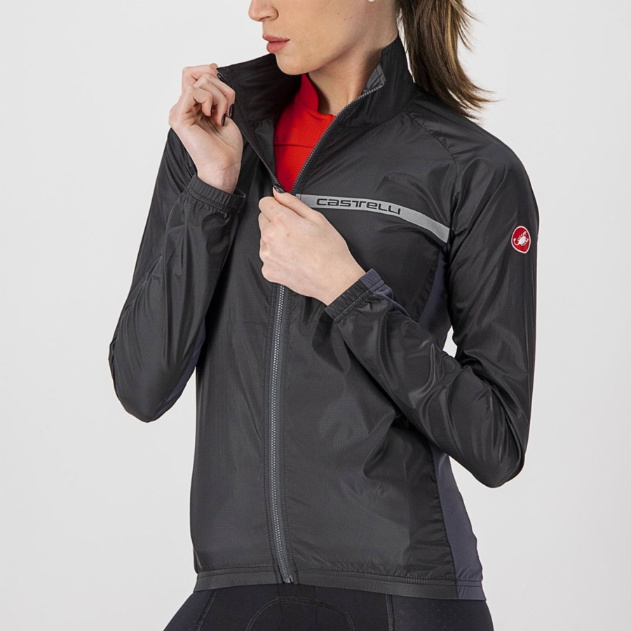 Castelli SQUADRA STRETCH W Beskyttelse Dame Svarte Mørke Grå | 467895WFQ