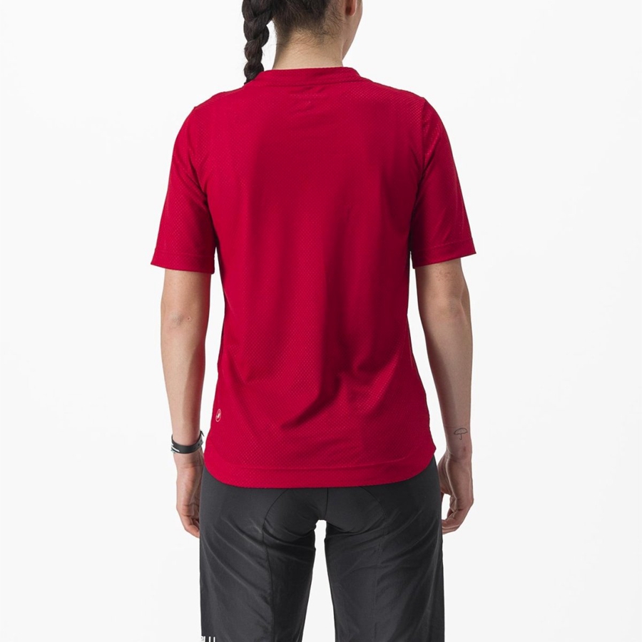 Castelli TRAIL TECH 2 W TEE Jersey Dame Mørke Rød | 069842BXE