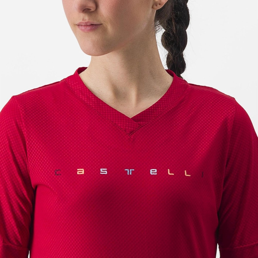 Castelli TRAIL TECH 2 W TEE Jersey Dame Mørke Rød | 069842BXE