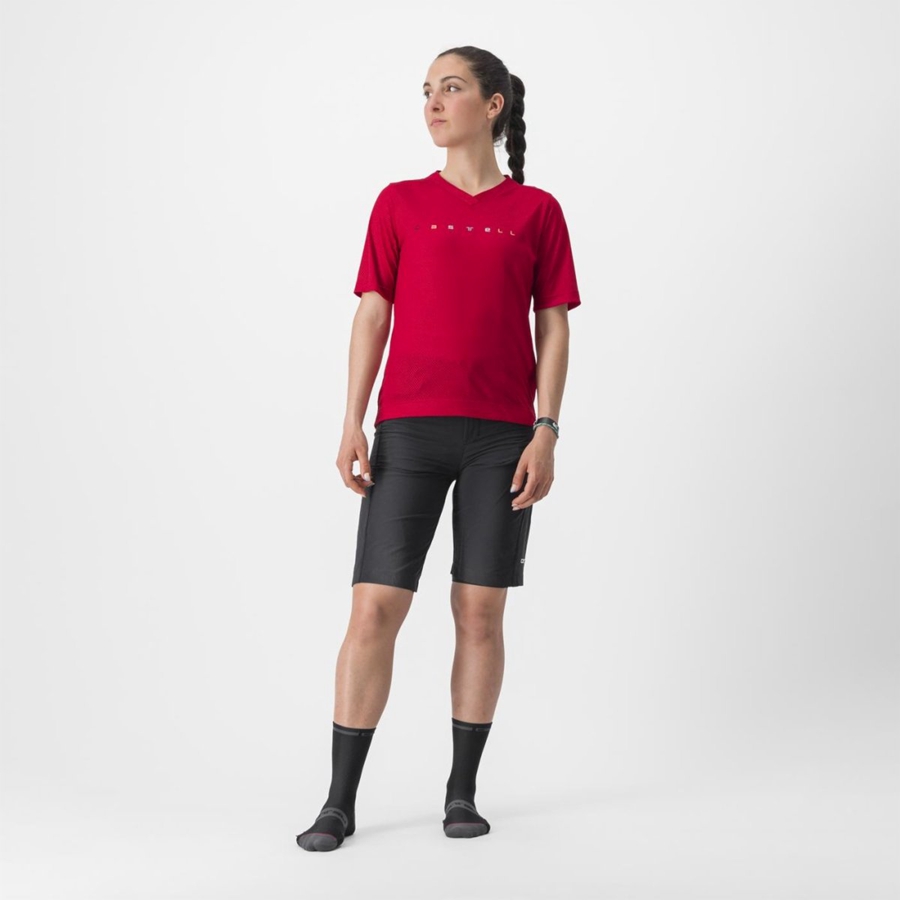 Castelli TRAIL TECH 2 W TEE Jersey Dame Mørke Rød | 069842BXE