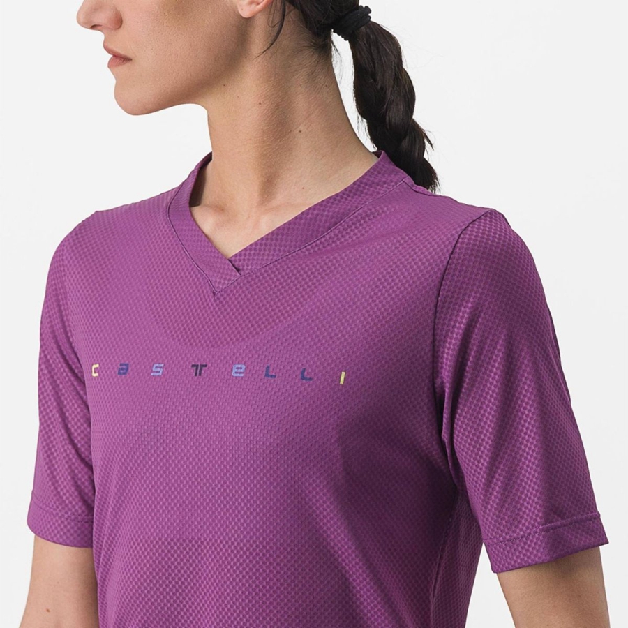 Castelli TRAIL TECH 2 W TEE Jersey Dame Lilla | 059634FRE