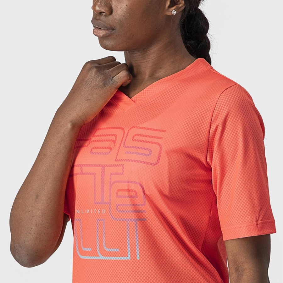 Castelli TRAIL TECH W TEE Jersey Dame Korall | 234108MIP