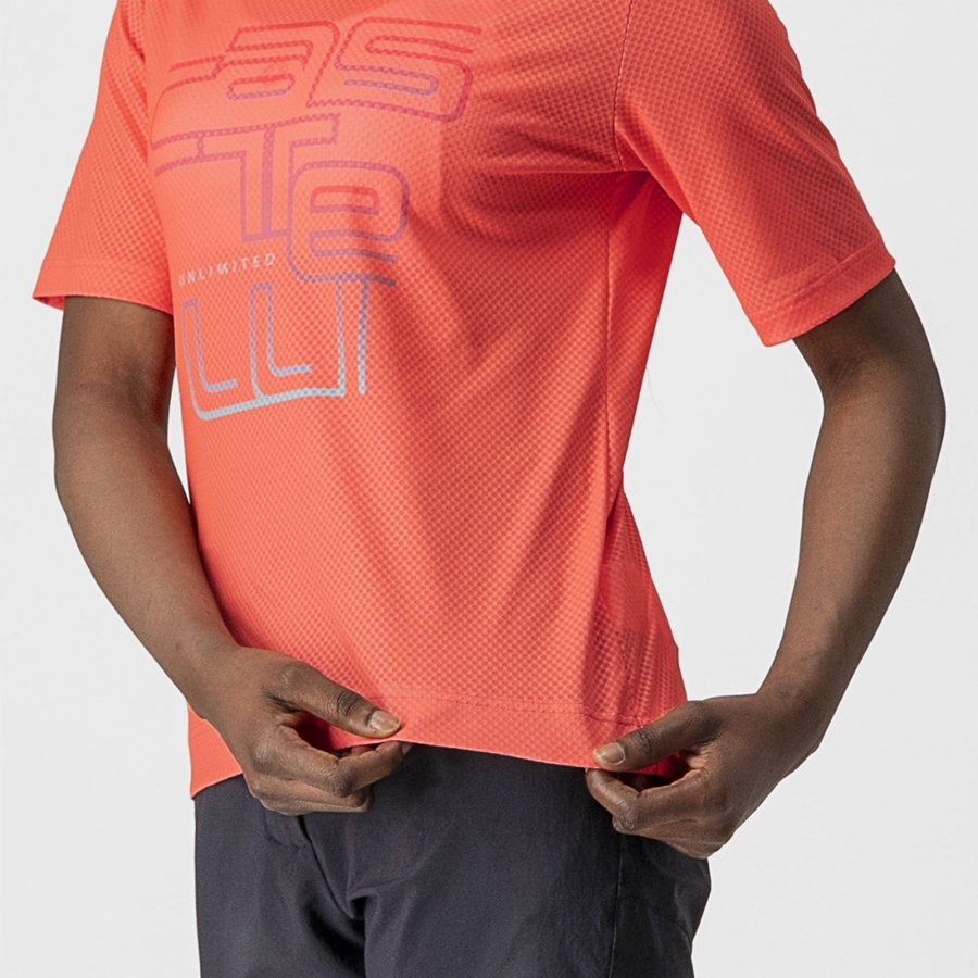 Castelli TRAIL TECH W TEE Jersey Dame Korall | 234108MIP