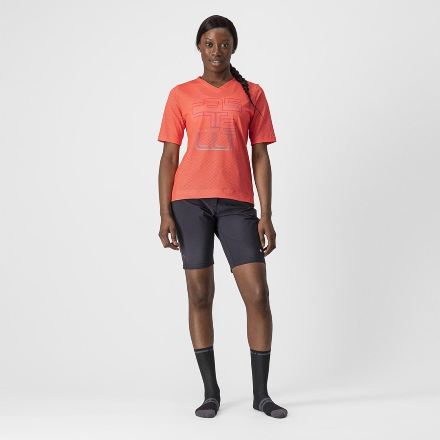 Castelli TRAIL TECH W TEE Jersey Dame Korall | 234108MIP