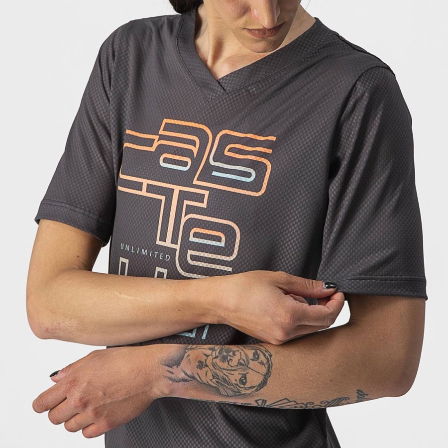 Castelli TRAIL TECH W TEE Jersey Dame Mørke Grå | 128790IUY