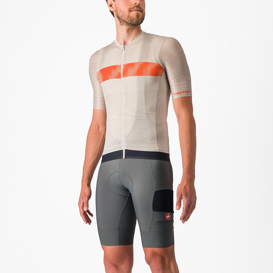 Castelli UNLIMITED ENDURANCE Jersey Herre Sølv Oransje Rød | 604721NGB