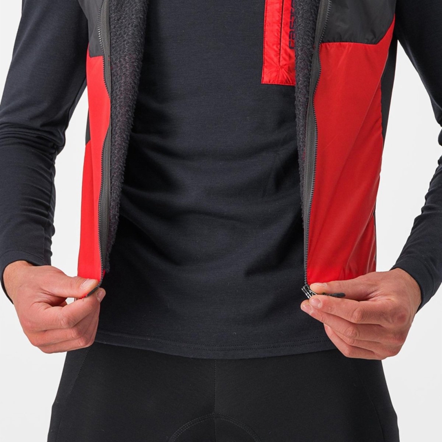 Castelli UNLIMITED PUFFY Vest Herre Rød Mørke Grå | 920864RPT