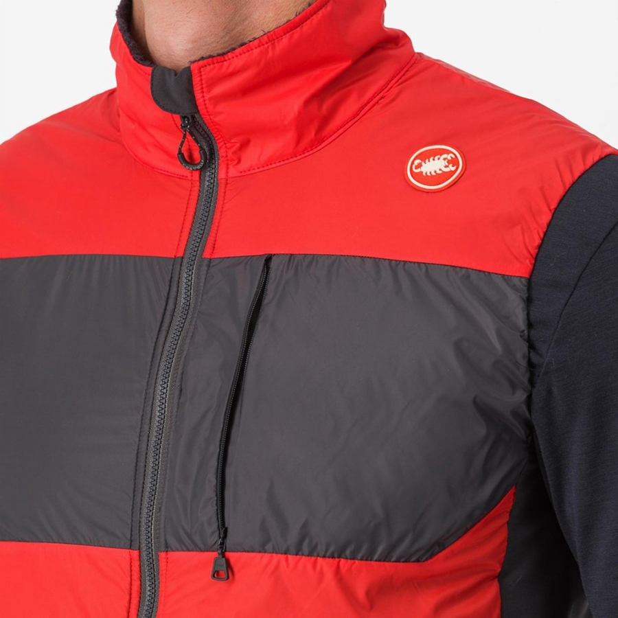 Castelli UNLIMITED PUFFY Vest Herre Rød Mørke Grå | 920864RPT