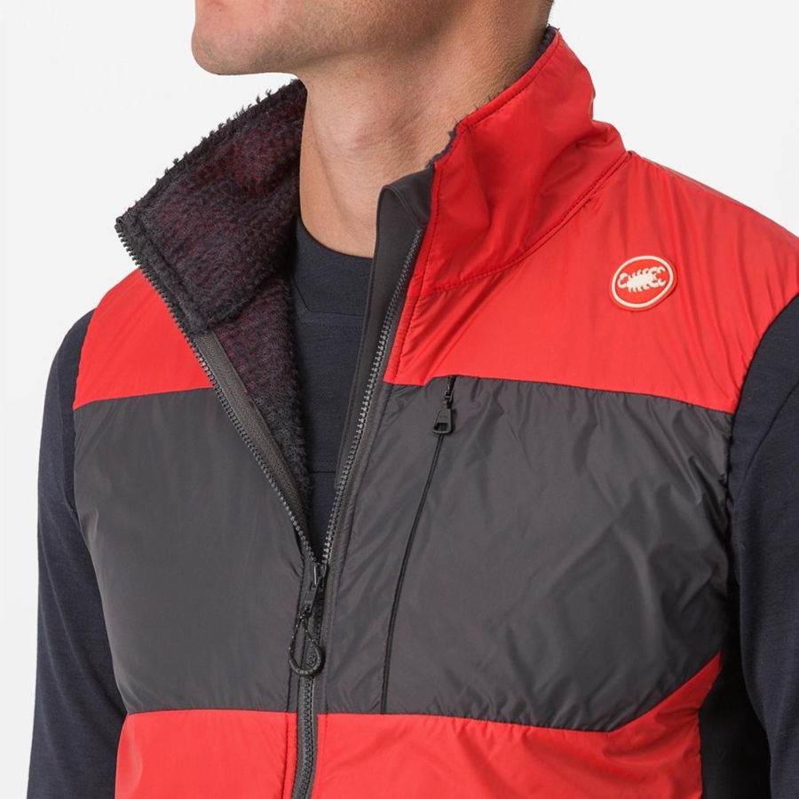 Castelli UNLIMITED PUFFY Vest Herre Rød Mørke Grå | 920864RPT