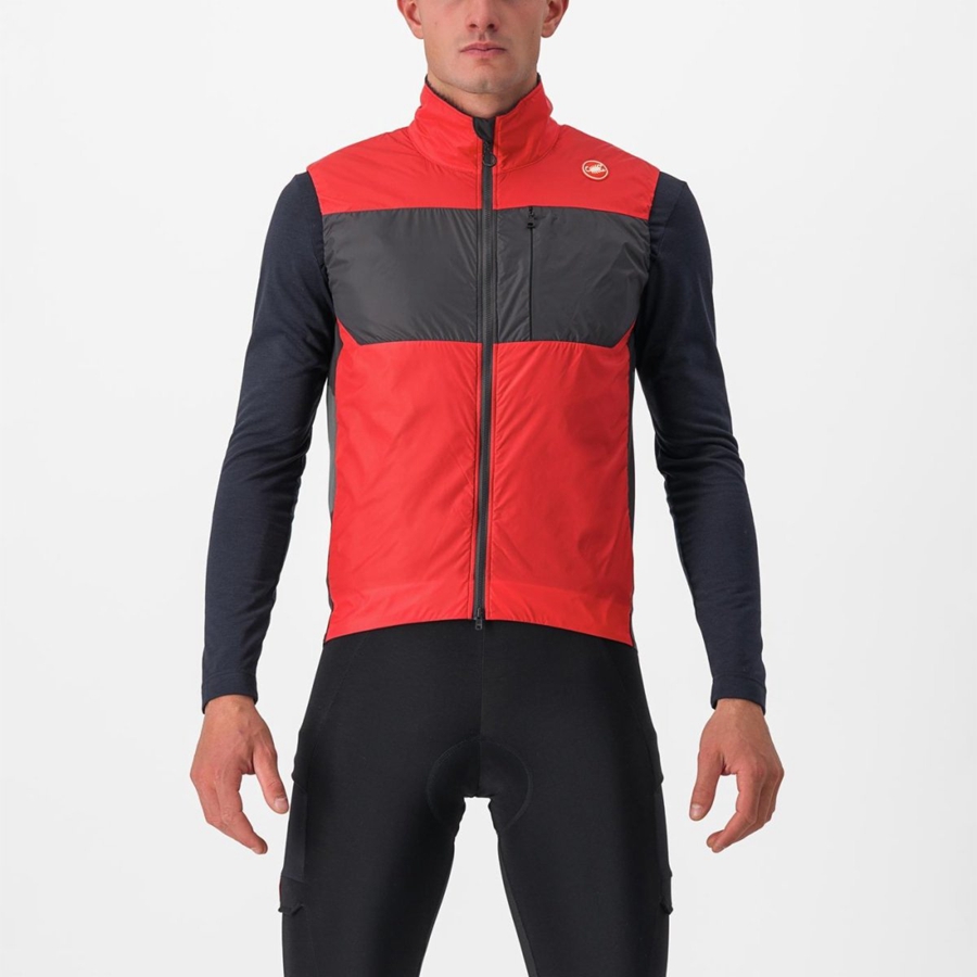 Castelli UNLIMITED PUFFY Vest Herre Rød Mørke Grå | 920864RPT