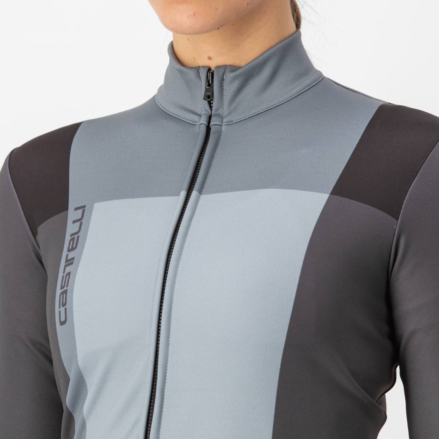 Castelli UNLIMITED W THERMAL Jersey Dame Svarte Grå | 632508MKL