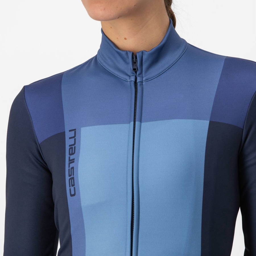 Castelli UNLIMITED W THERMAL Jersey Dame Blå Blå | 982354SFC