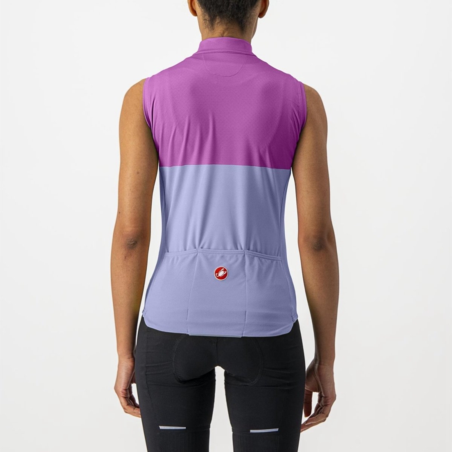 Castelli VELOCISSIMA SLEEVELESS Jersey Dame Lilla Hvite | 850692FOZ