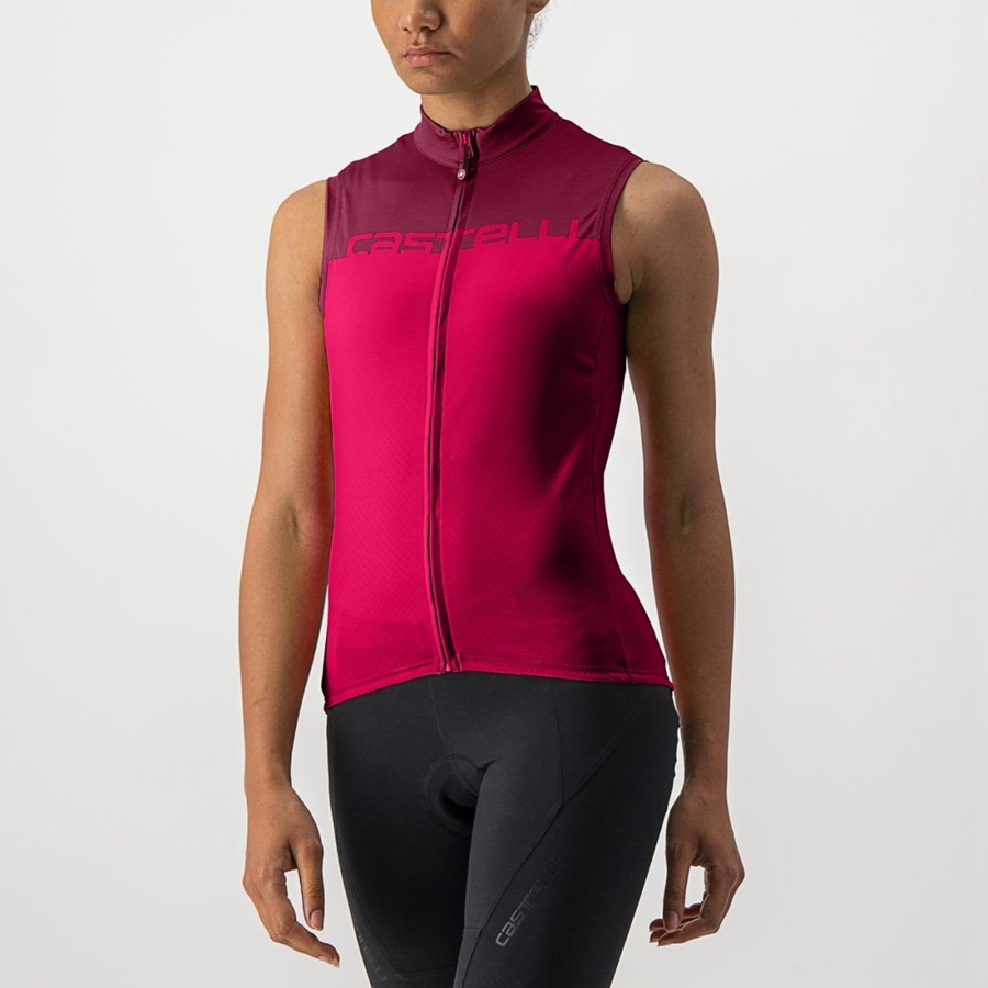 Castelli VELOCISSIMA SLEEVELESS Jersey Dame Rød Burgunder | 416527AJV