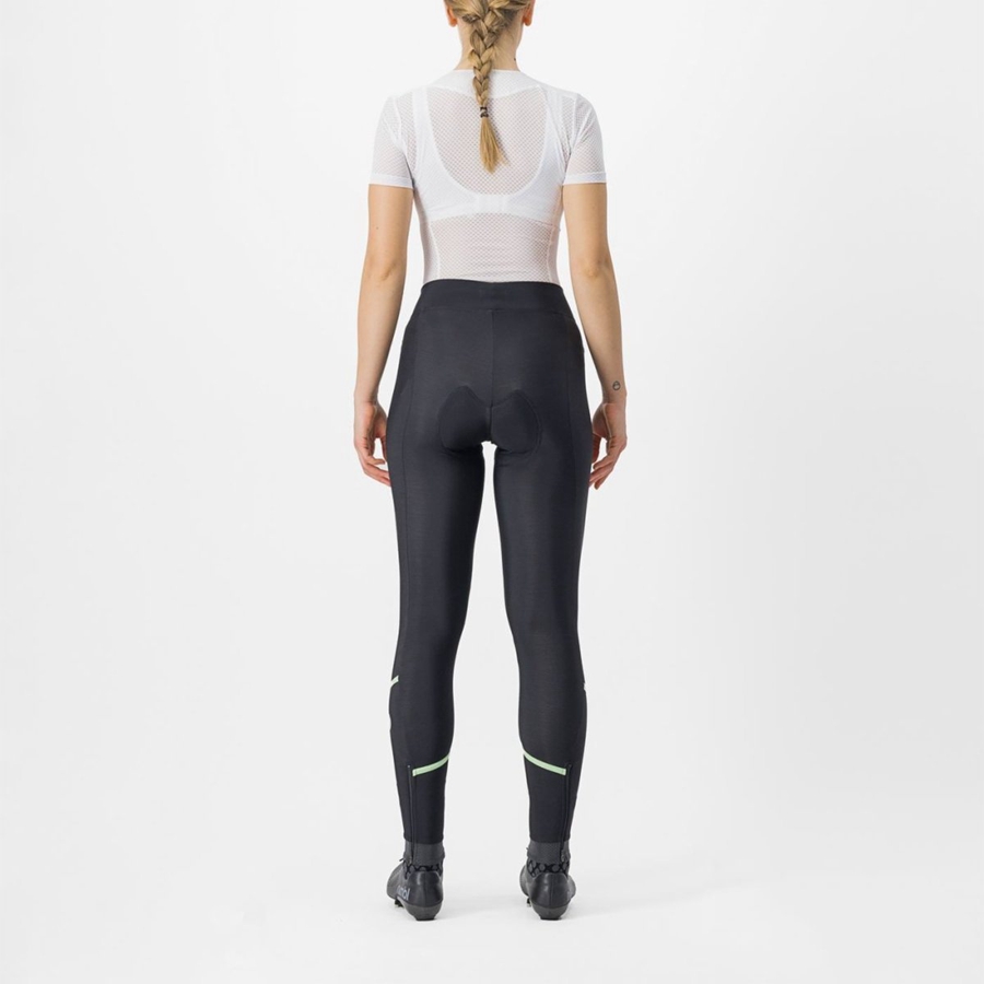 Castelli VELOCISSIMA THERMAL Leggings Dame Svarte Mint Svarte | 193725LAO