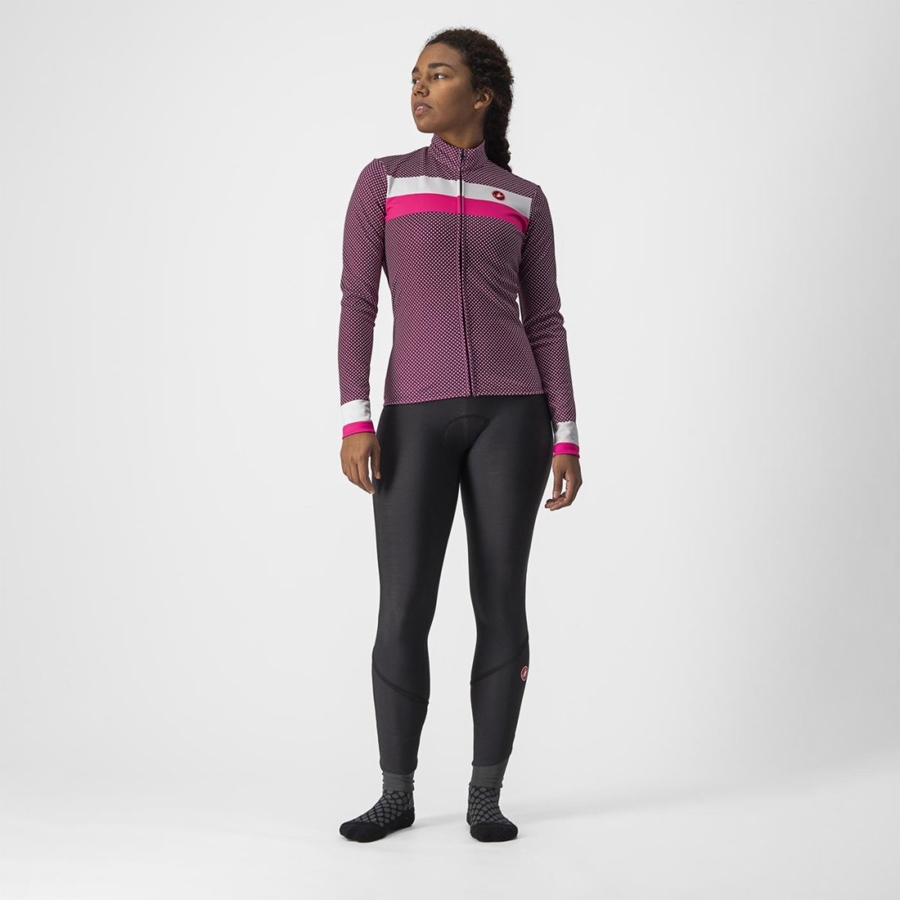 Castelli VOLARE LS Jersey Dame Hvite Rosa | 506173DHW